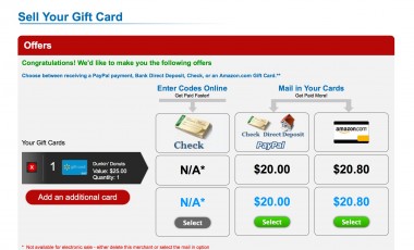 CardCash will buy your gift cards from you outright -- at 60 percent to 85 percent of the card's value. 